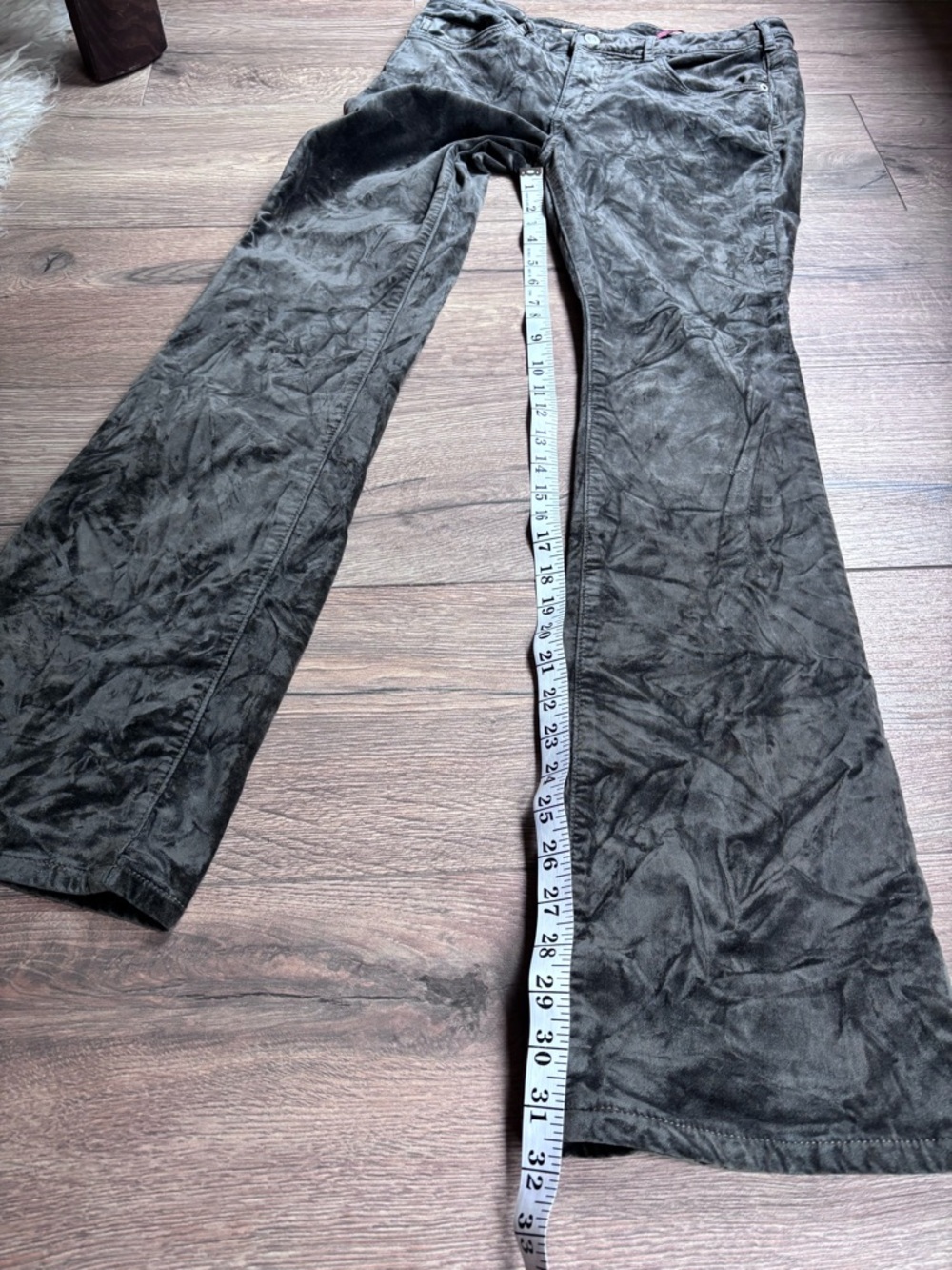 Pilcro Velvet Demi Lune Bootcut Pants Size 29 Green Gray Stretch Anthropologie - Picture 12 of 16